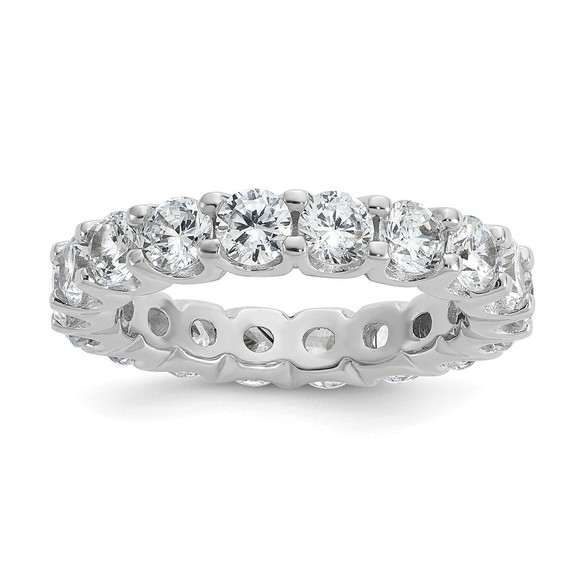 925 Sterling Silver Rhodium-plated 3.75mm CZ 17 Stone Eternity Band - Picture 1 of 5